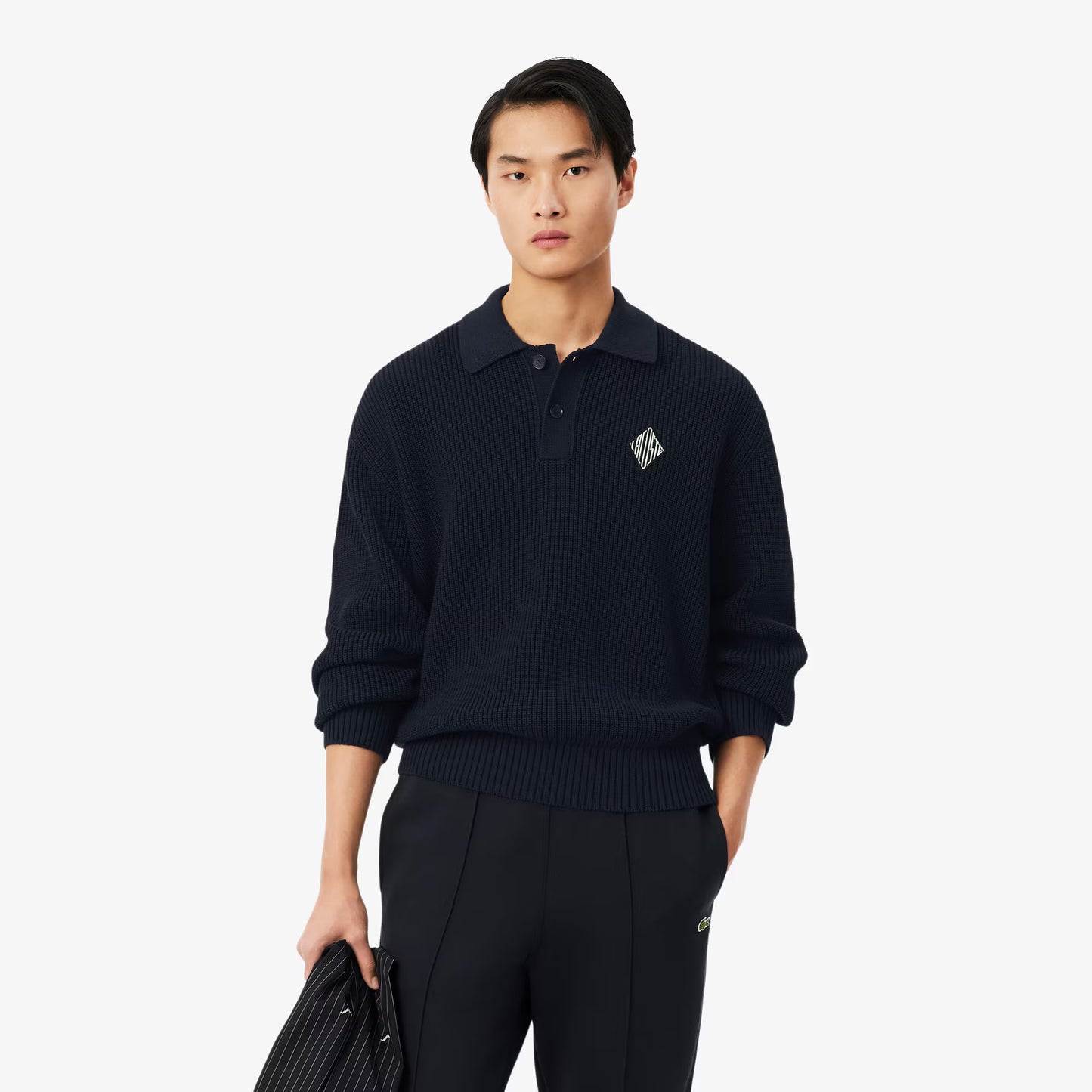 Pull Col Polo Perlés à Badge