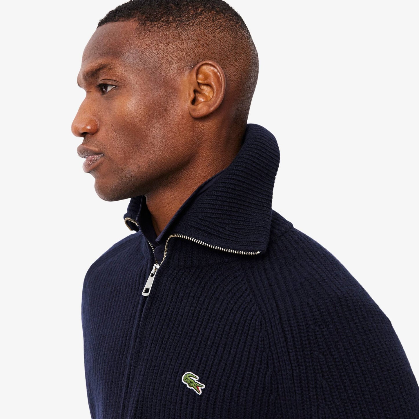 Pull zippé à col montant en laine