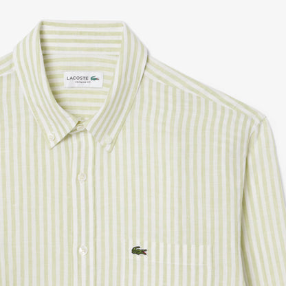 Chemise rayée en lin coupe droite