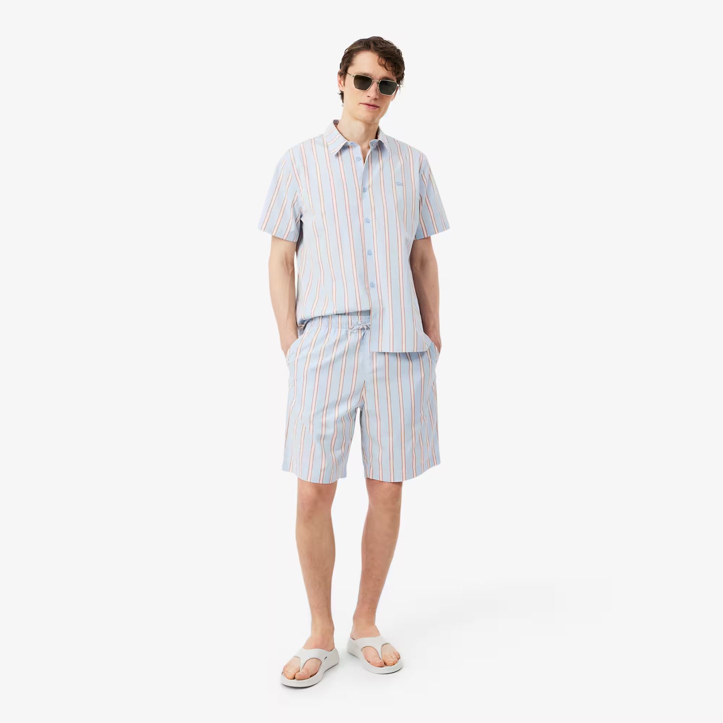 Shorts en popeline de coton rayée