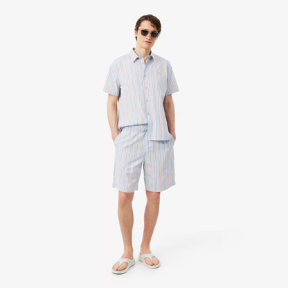 Shorts en popeline de coton rayée