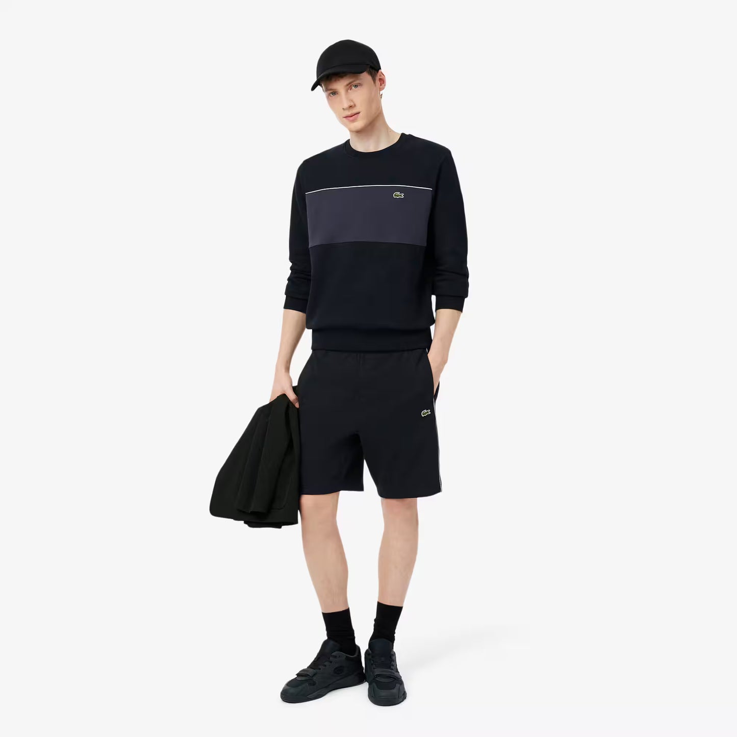 Short en molleton color-block coupe droite