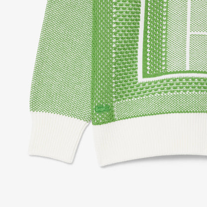 Pull en jacquard motif terrain de tennis