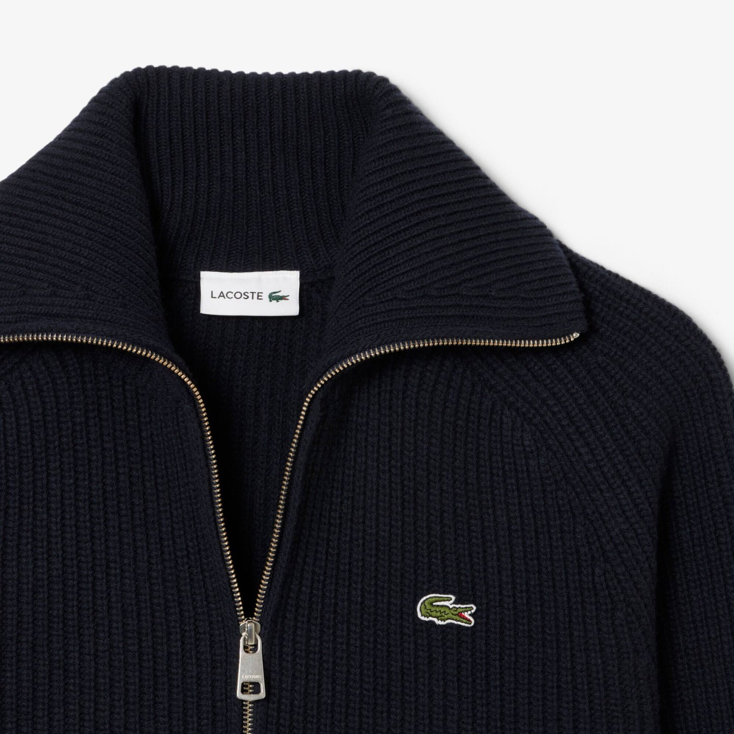Pull zippé à col montant en laine