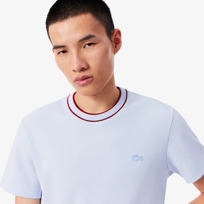 T-shirt à col rayé en piqué stretch