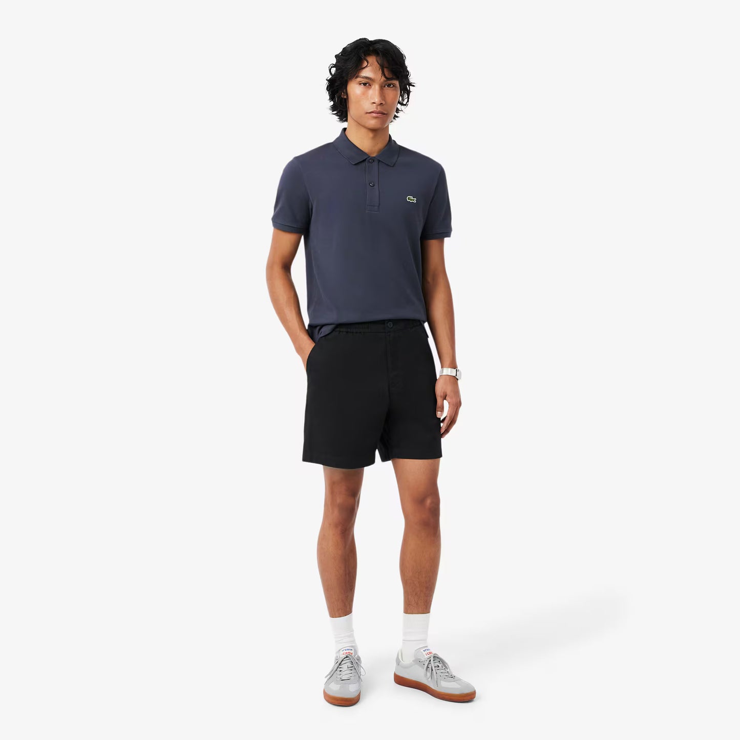 Short en coton stretch coupe droite