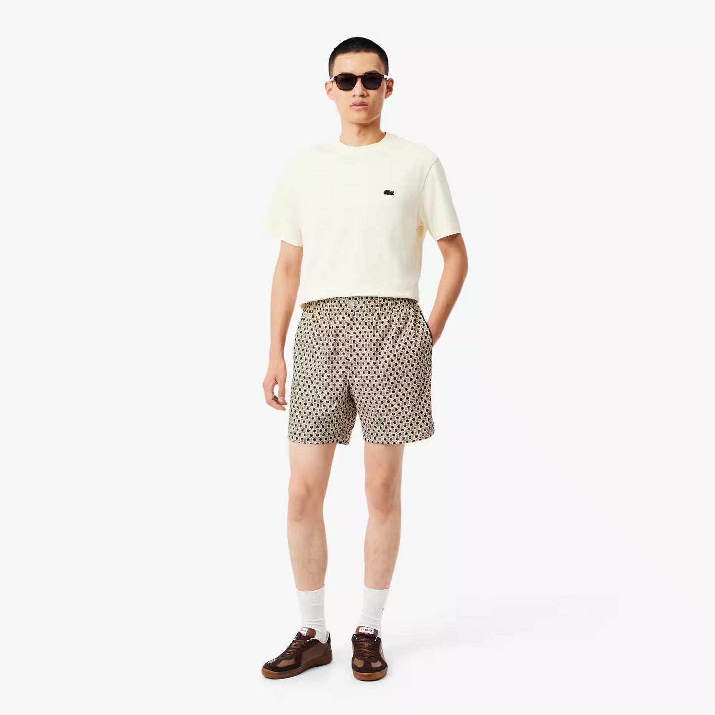 Short ample en mélange de coton imprimé