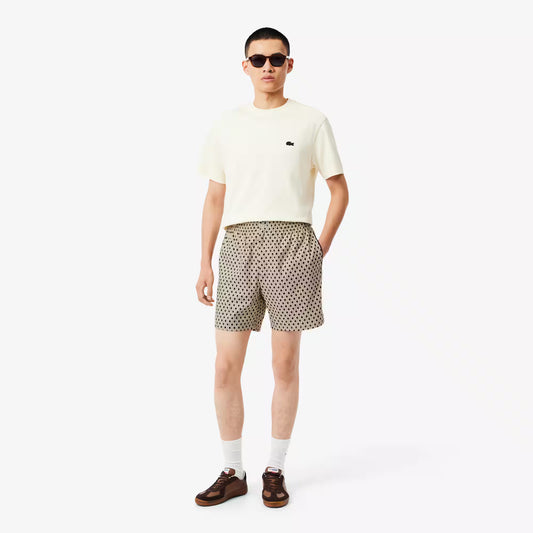 Bermudas aus Baumwollmischung mit Print und lockerer Passform
