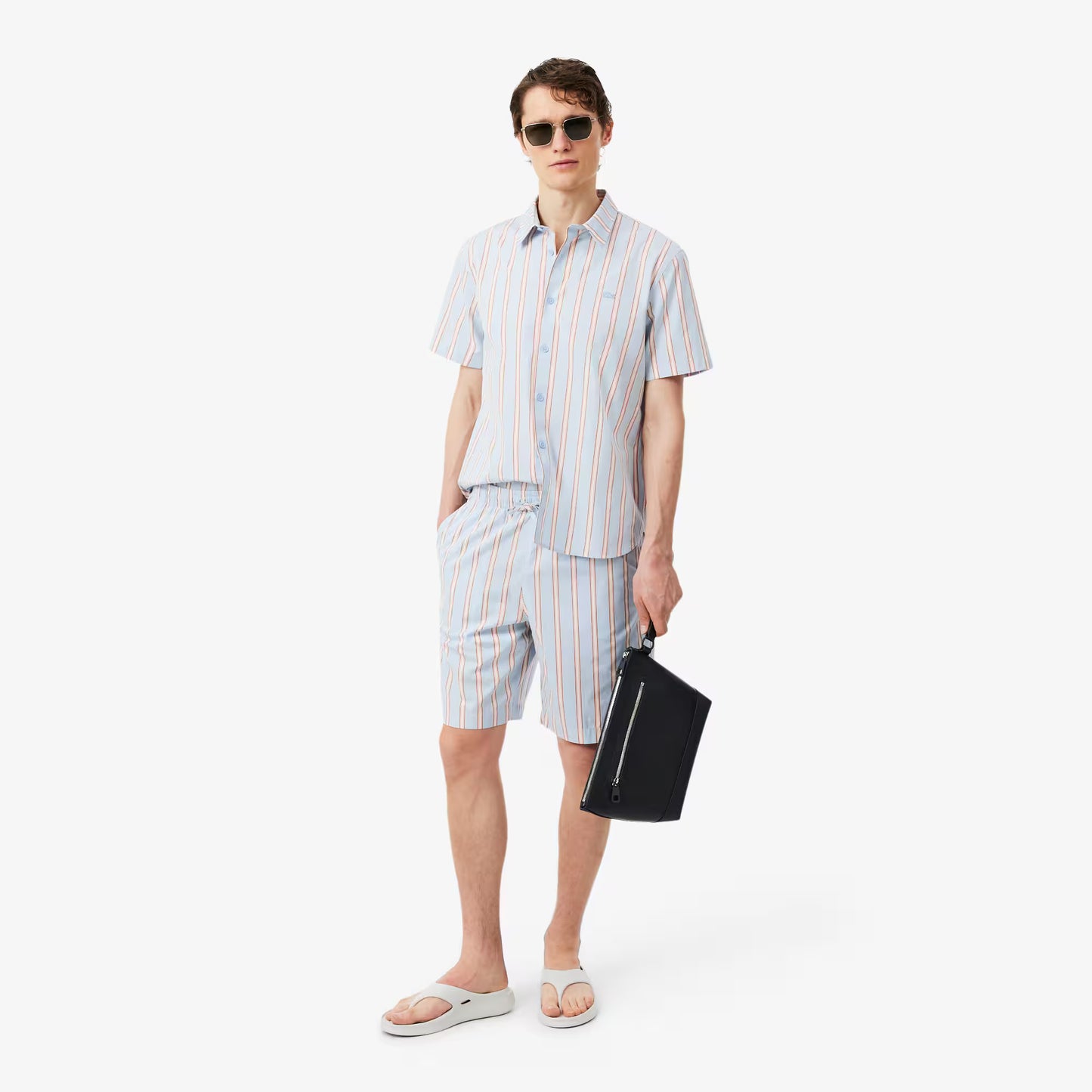 Shorts en popeline de coton rayée