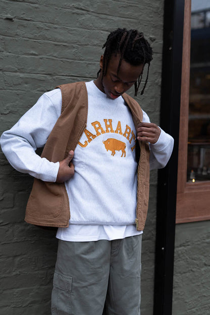 Sweat-shirt Locker - Gris cendré/Marron