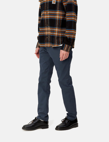 Pantalon chino Sid (coupe slim) - Bleu minerai