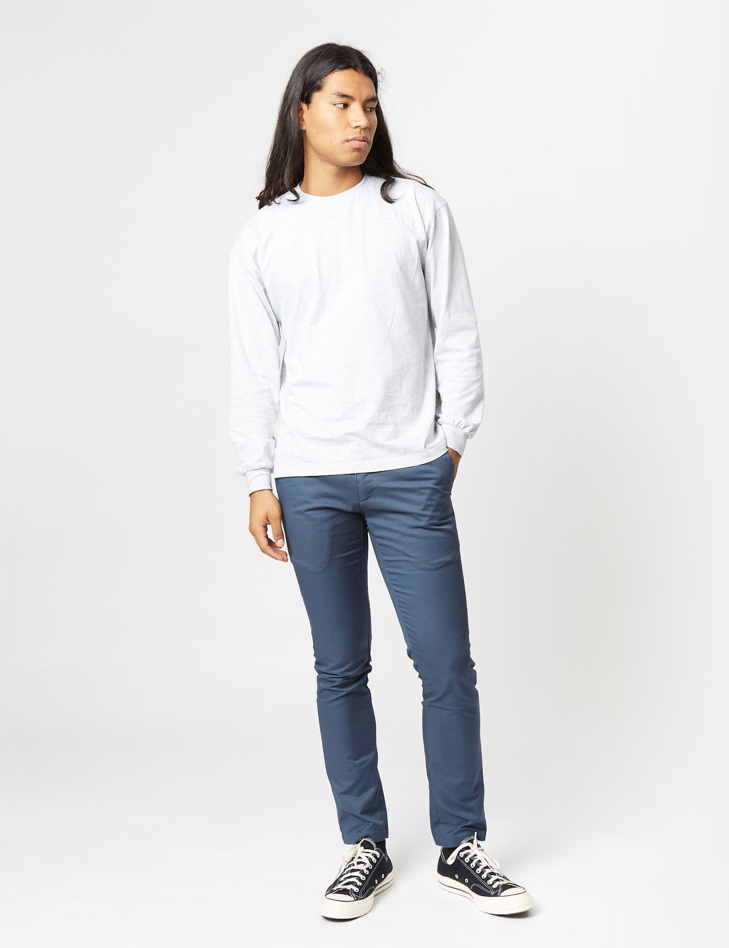 Pantalon chino Sid (coupe slim) - Bleu minerai