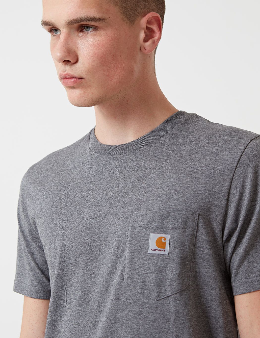 T-shirt à poche - Gris foncé chiné