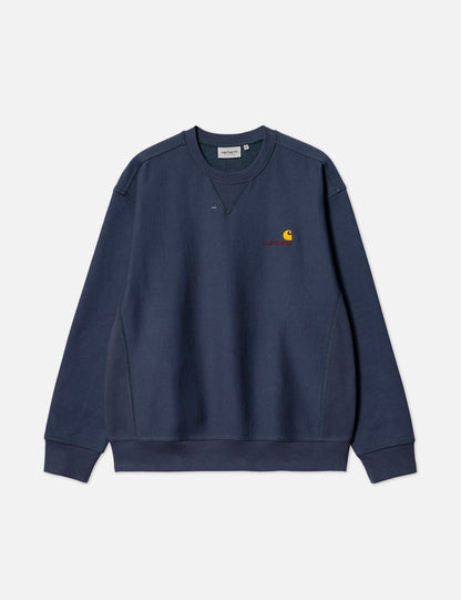 Sweat-shirt American Script - Bleu Gentiane