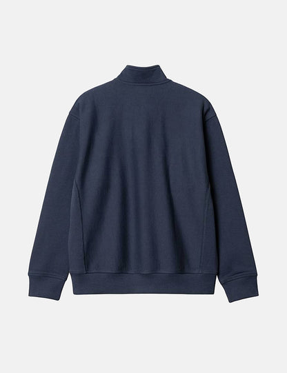 Sweat-shirt col zippé American Script - Bleu Enzian