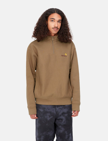 Sweat-shirt Demi-zip American Script - Marron Buffalo