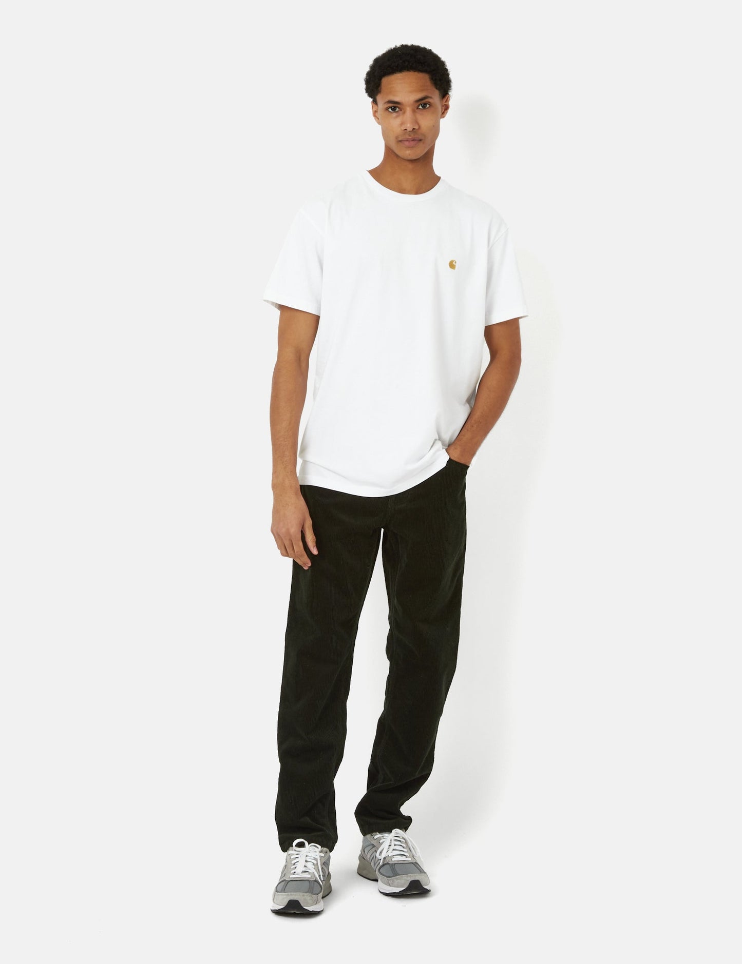 Pantalon Newel en velours côtelé (coupe décontractée) - Vert Cèdre Foncé
