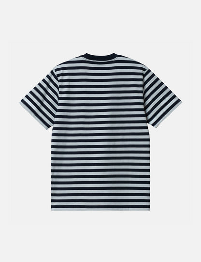 T-shirt Scotty à poche rayée (coupe classique) - Bleu Atome/Bleu Icare