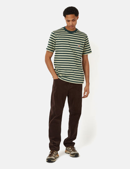 T-shirt Scotty à rayures avec poche (coupe droite) - Vert botanique/Vert agave
