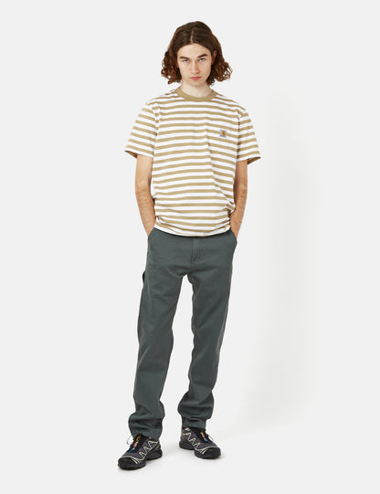 T-shirt Scotty à rayures avec poche (Standard) - Marron Ammonite/Blanc