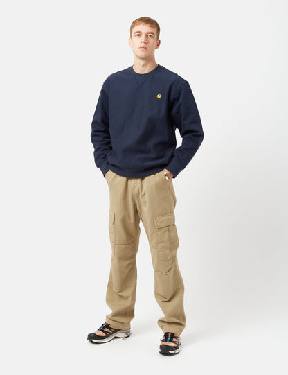 Sweat-shirt American Script - Bleu Gentiane