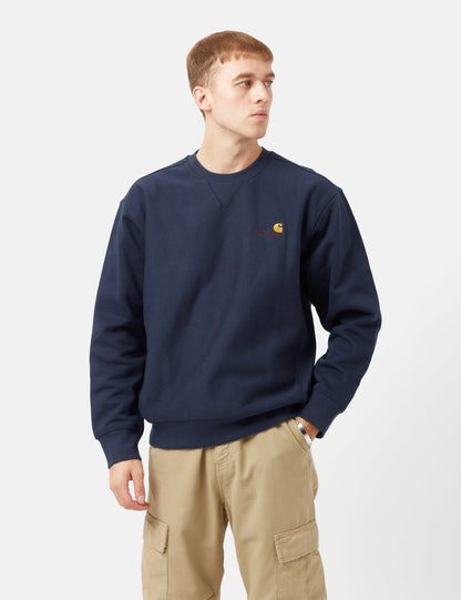 Sweat-shirt American Script - Bleu Gentiane