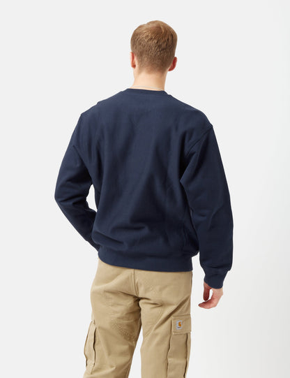 Sweat-shirt American Script - Bleu Gentiane