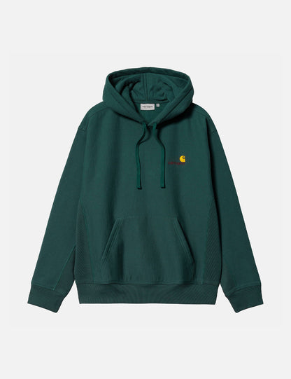 Sweat-shirt à capuche American Script - Vert botanique