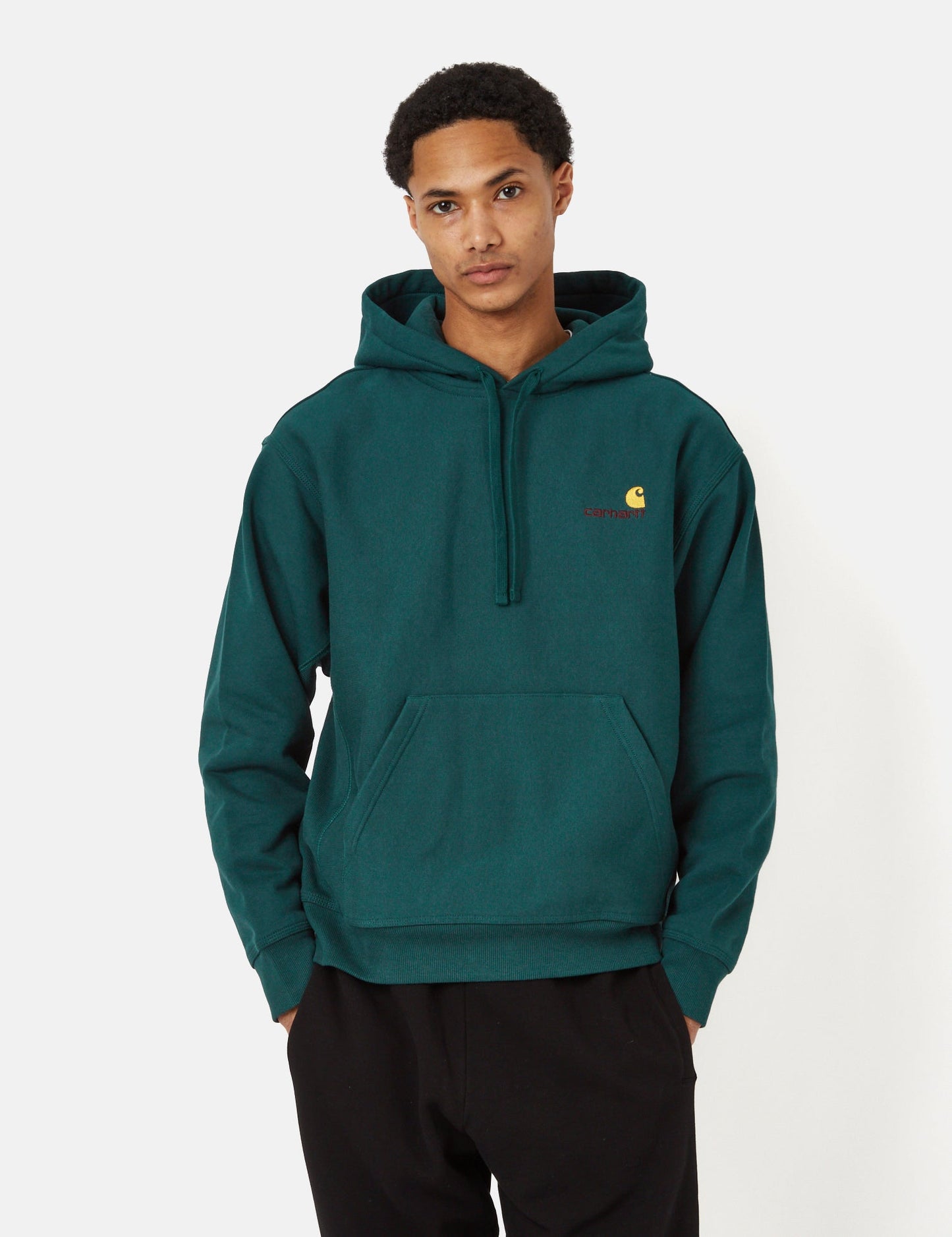 Sweat-shirt à capuche American Script - Vert botanique