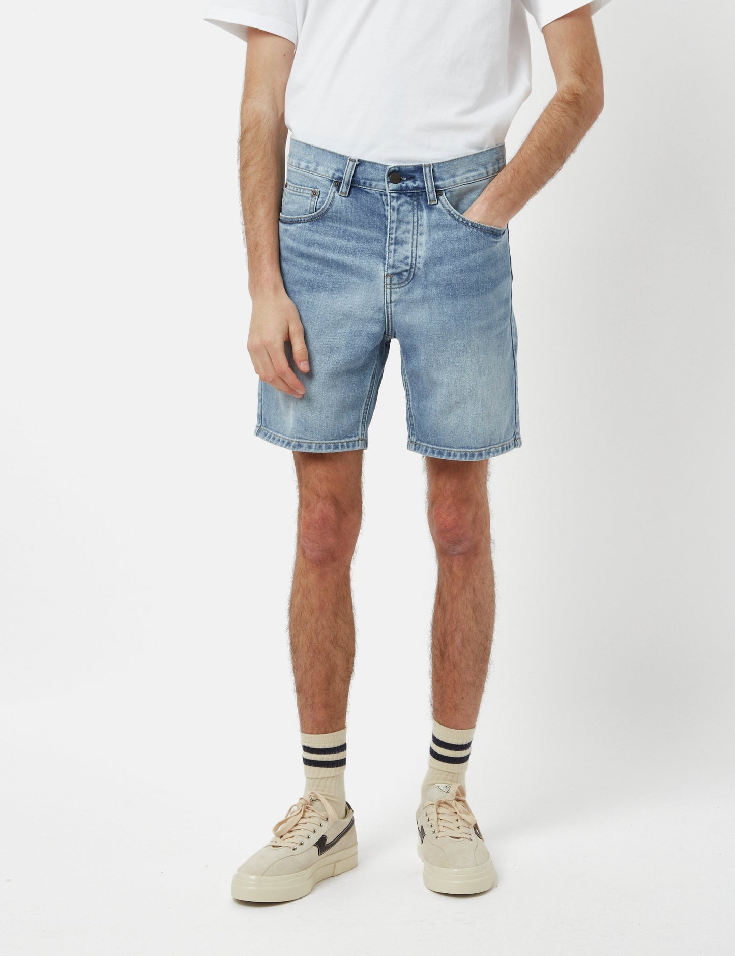 Shorts Newel (coton biologique) - Délavage Light Used bleu