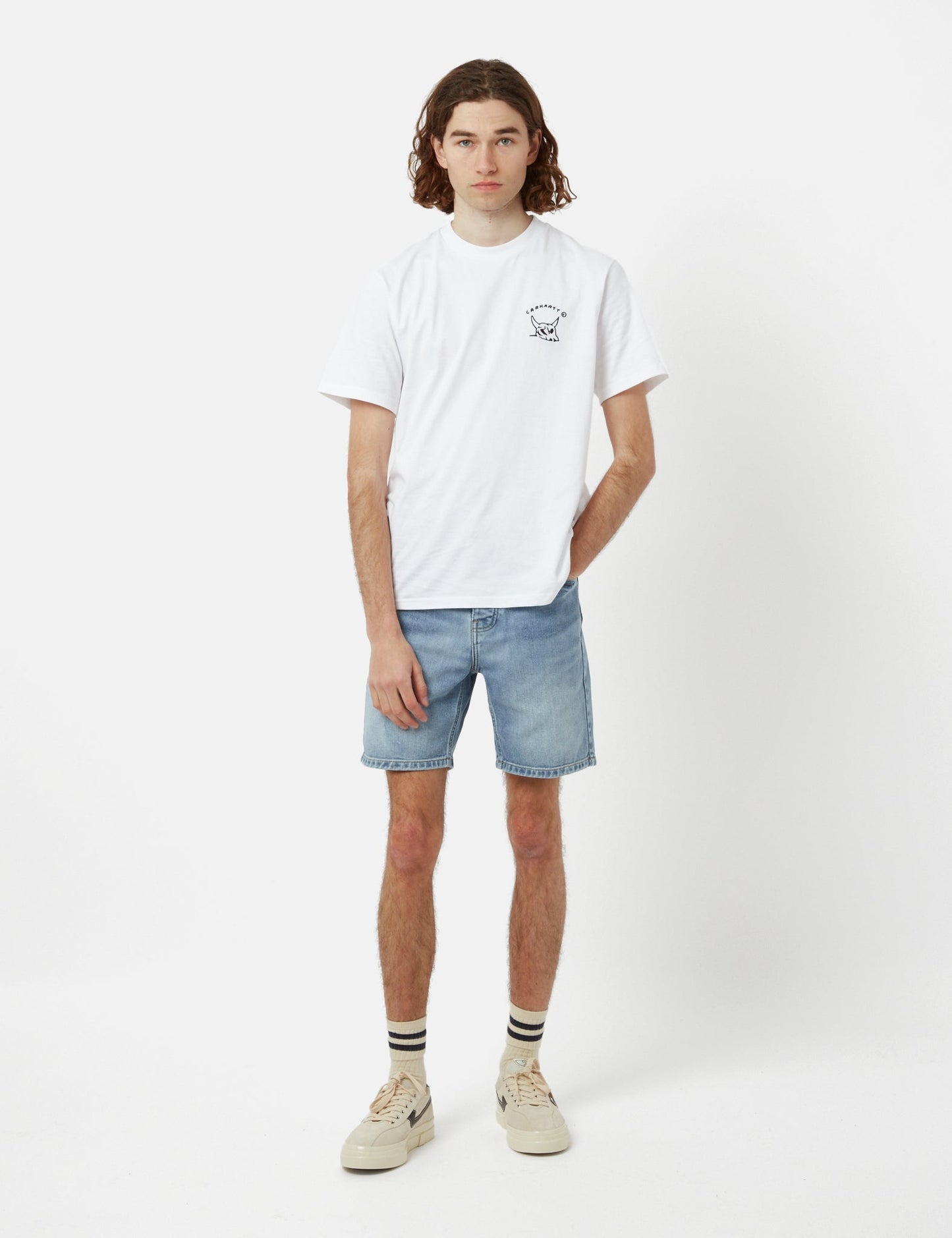 Shorts Newel (coton biologique) - Délavage Light Used bleu