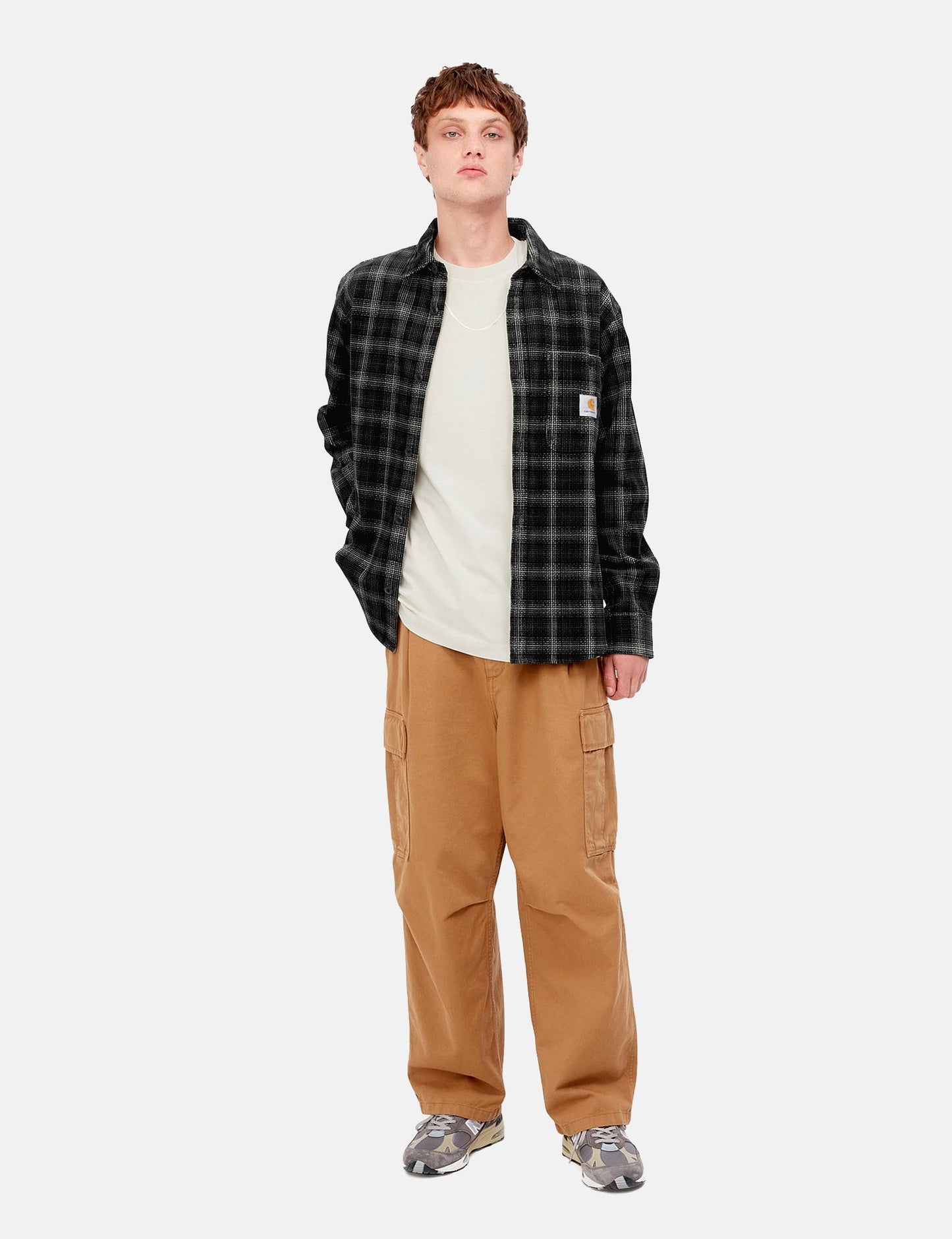 Chemise en velours côtelé Flint (carreaux Wiley) - Gris Vulcan