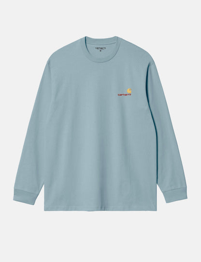 T-shirt à manches longues American Script (ample) - Bleu givré