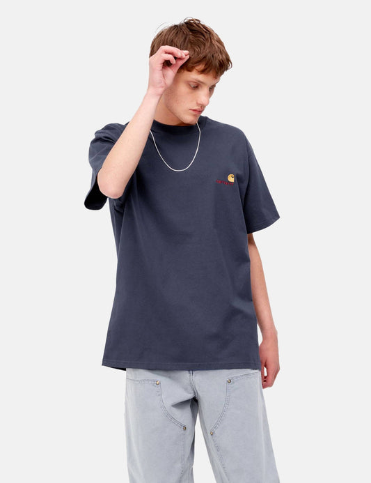 American Script T-Shirt - Enzianblau