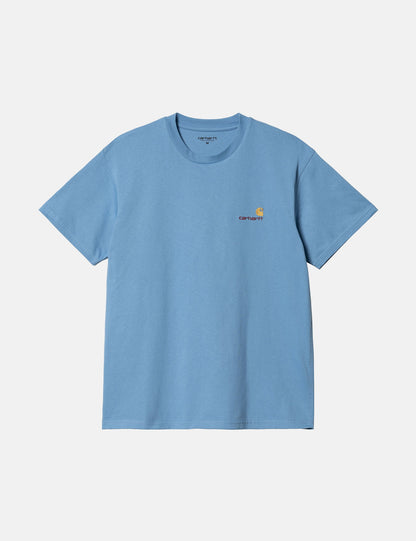 T-shirt American Script (biologique) - Bleu piscine