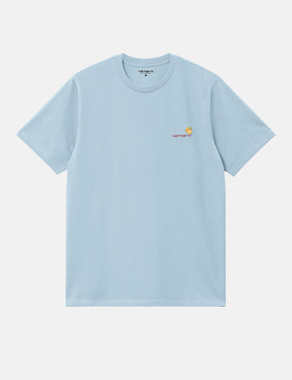 T-shirt "American Script" (ample) - Bleu givré
