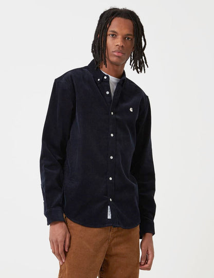 Chemise Madison en velours côtelé - Bleu marine foncé/Cire