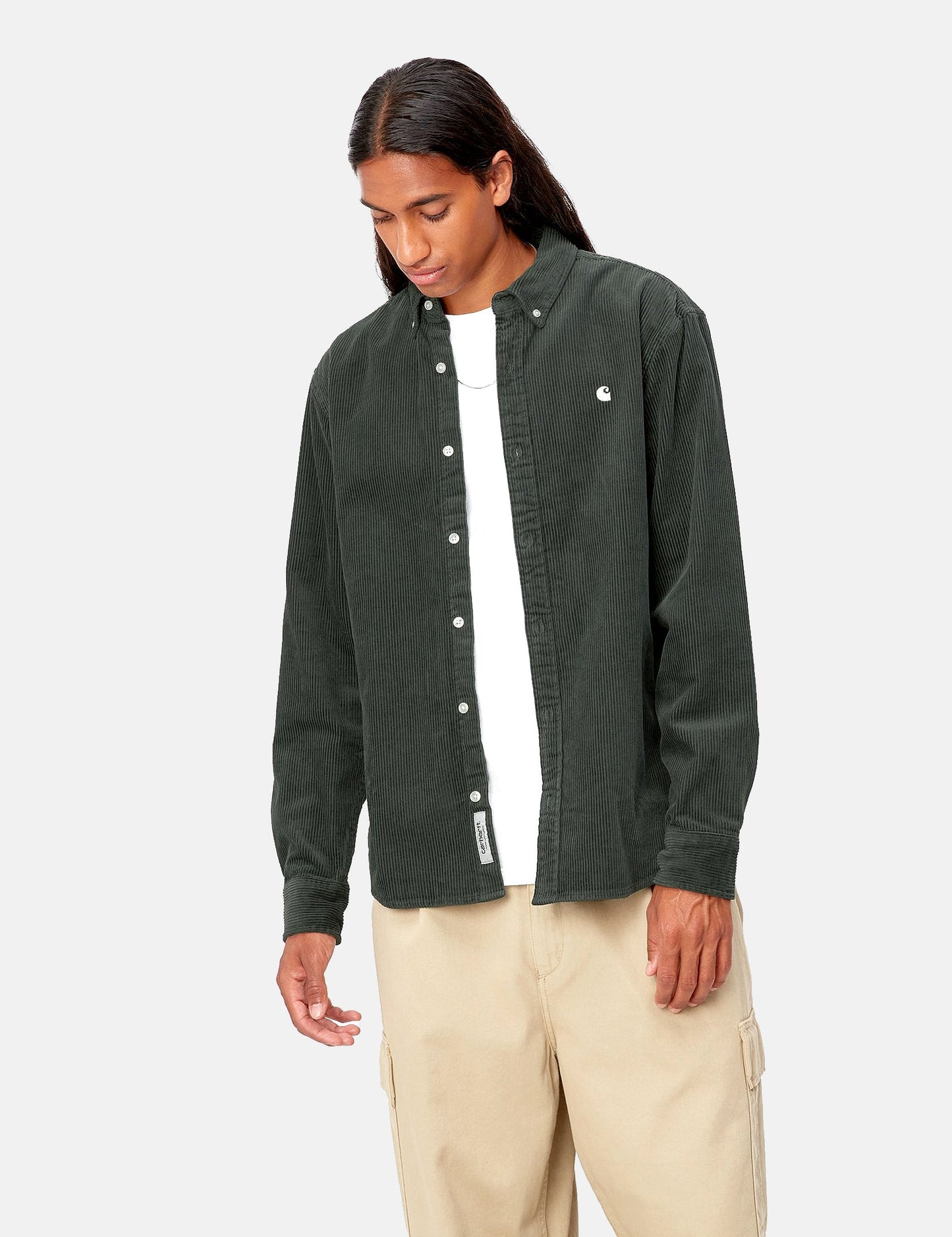 Chemise Madison en velours côtelé - Vert buis/Cire