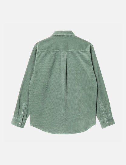 Chemise en velours côtelé Madison - Vert sauge/Noir