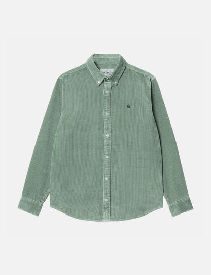 Chemise en velours côtelé Madison - Vert sauge/Noir