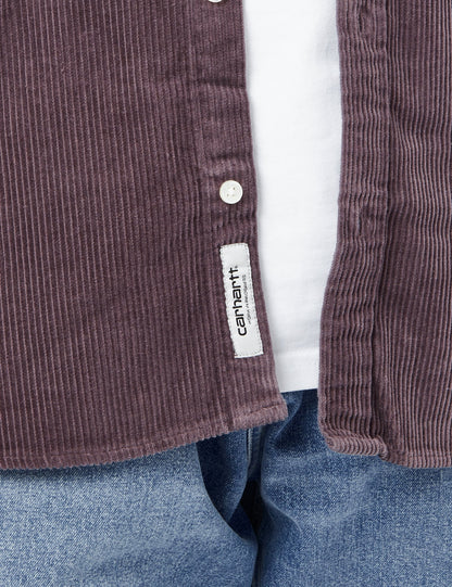 Chemise Madison en velours côtelé - Rose Chardon Brumeux/Noir