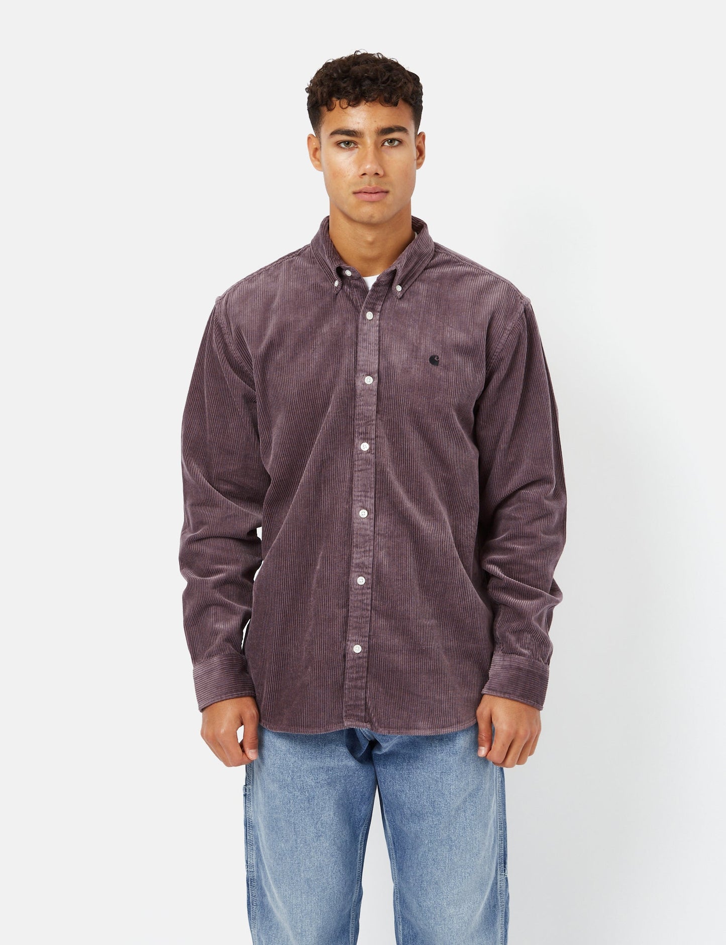 Chemise Madison en velours côtelé - Rose Chardon Brumeux/Noir