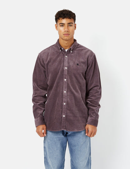 Chemise Madison en velours côtelé - Rose Chardon Brumeux/Noir