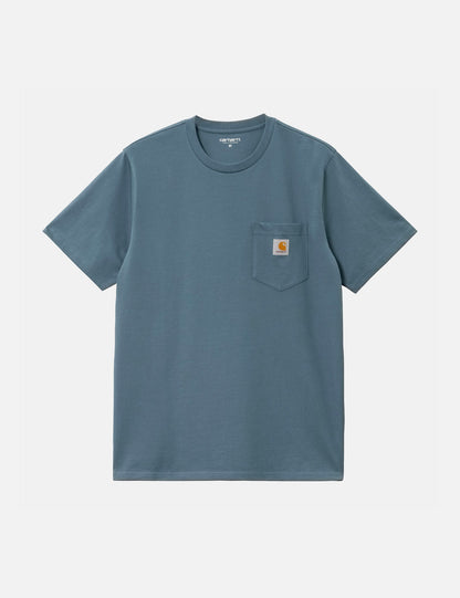 T-shirt à poche (coupe droite) - Bleu orage