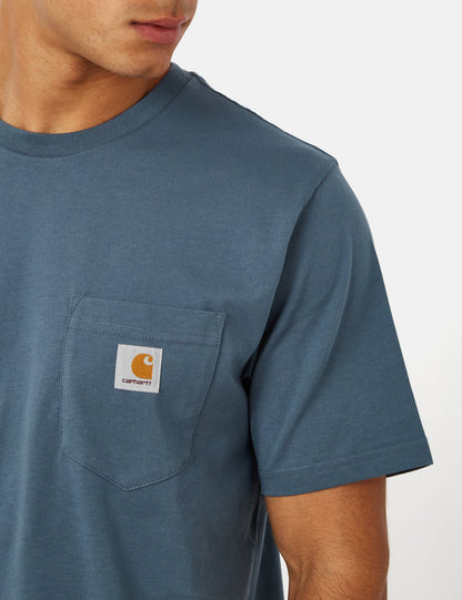 T-shirt à poche (coupe droite) - Bleu orage