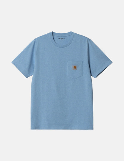 T-shirt à poche (Coupe classique) - Bleu Piscine Chiné