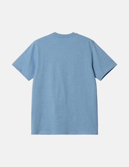 T-shirt à poche (Coupe classique) - Bleu Piscine Chiné