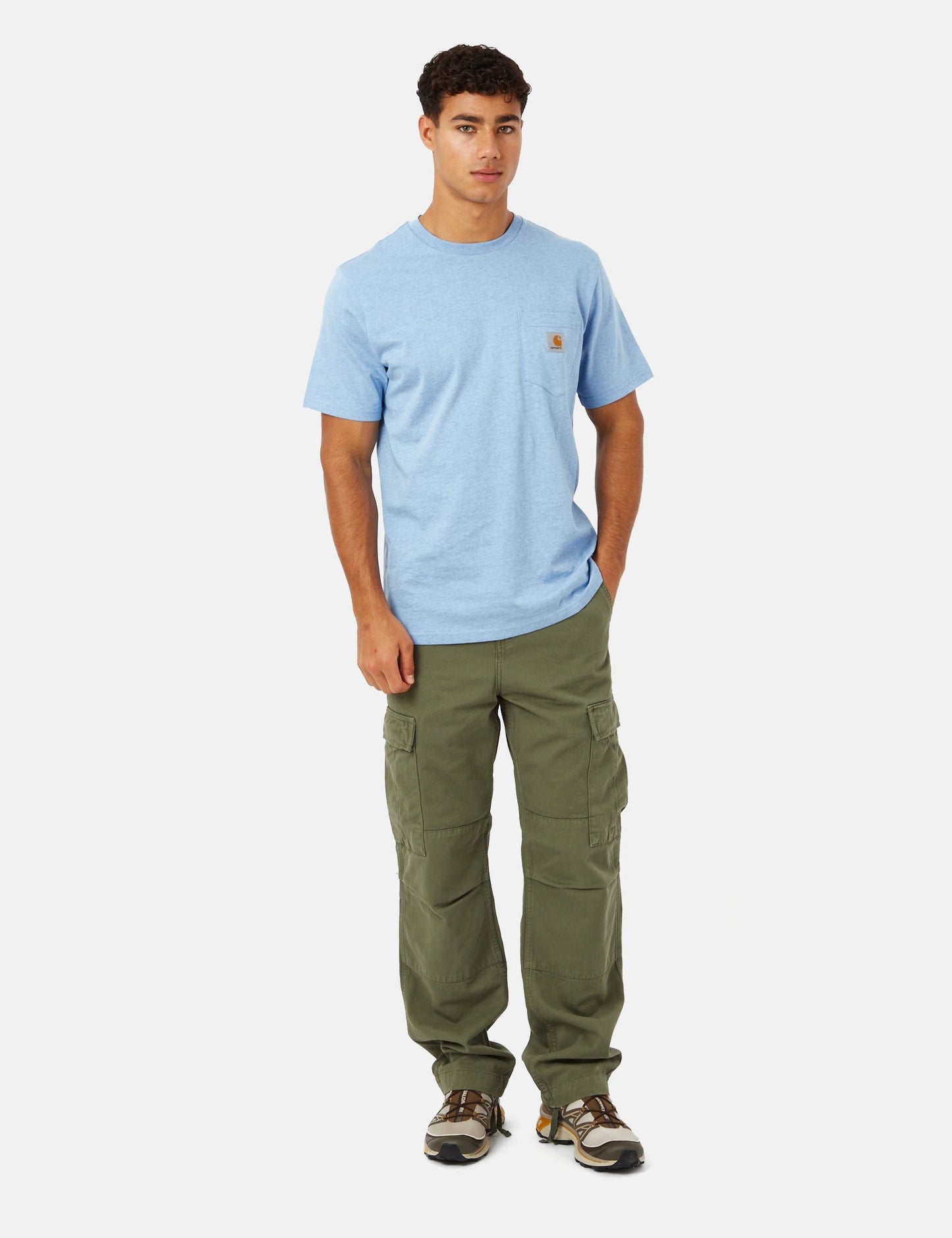 T-shirt à poche (Coupe classique) - Bleu Piscine Chiné