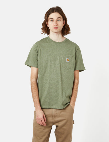 T-shirt à poche (régulier) - Vert yucca chiné