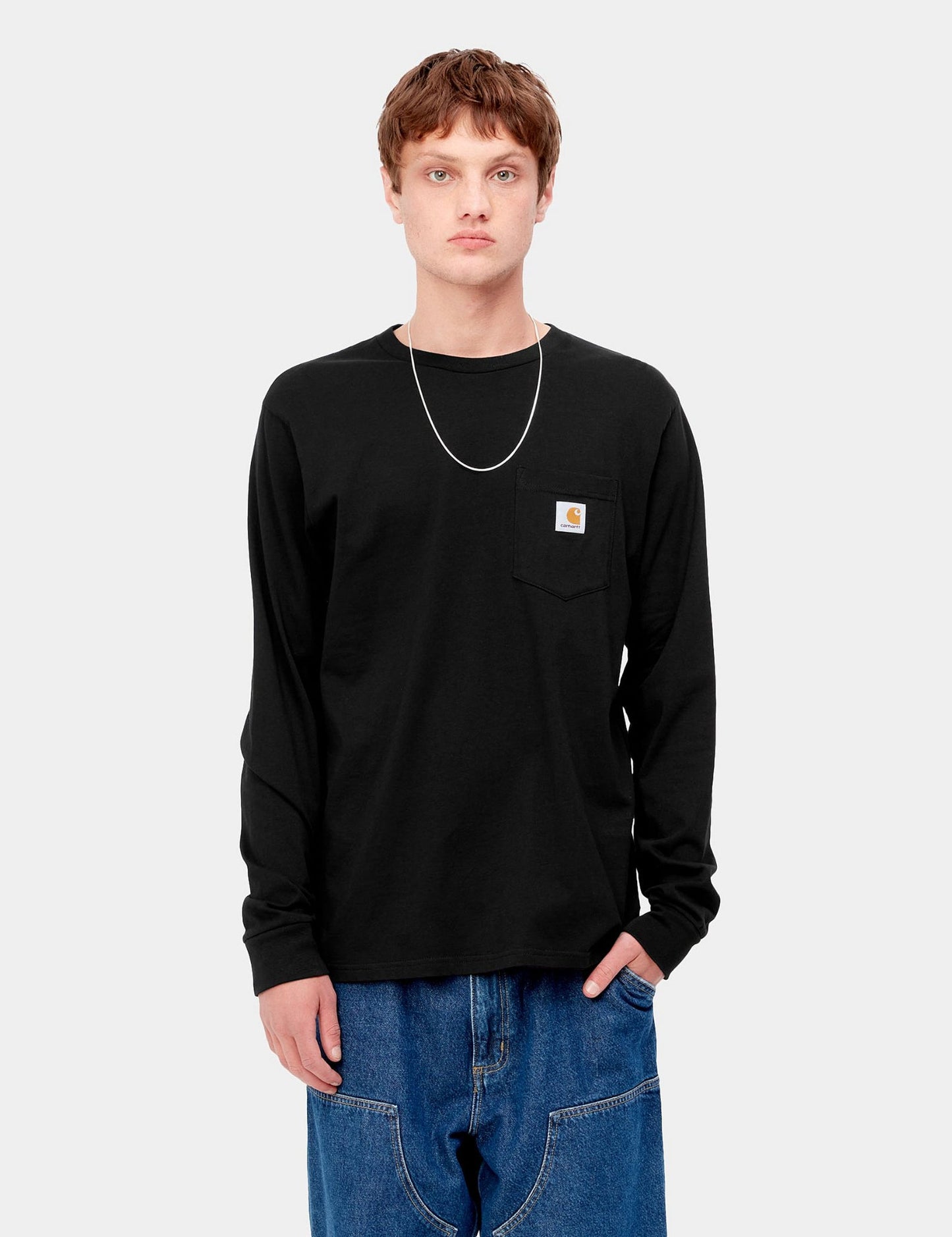 T-shirt à manches longues avec poche - Noir